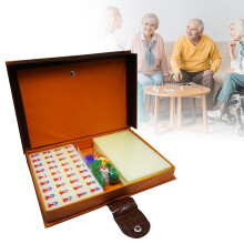 Mahjong Set, Acrylic Travel Game for Adults, 144 Tiles with Compact Case, Chinese Mahjong Game Set in Beige, One Size