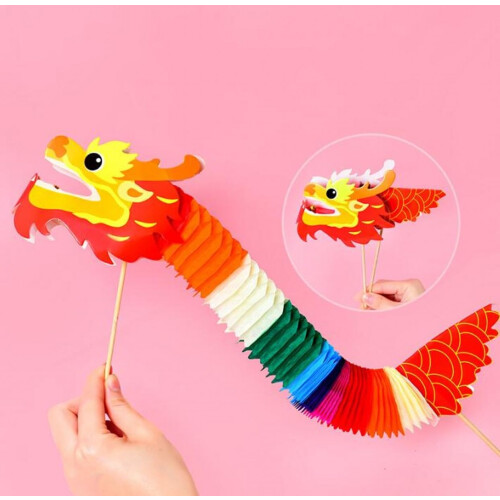 DIY Paper Dragon Craft Material for Chinese New Year, 3D Dragon Decor ...