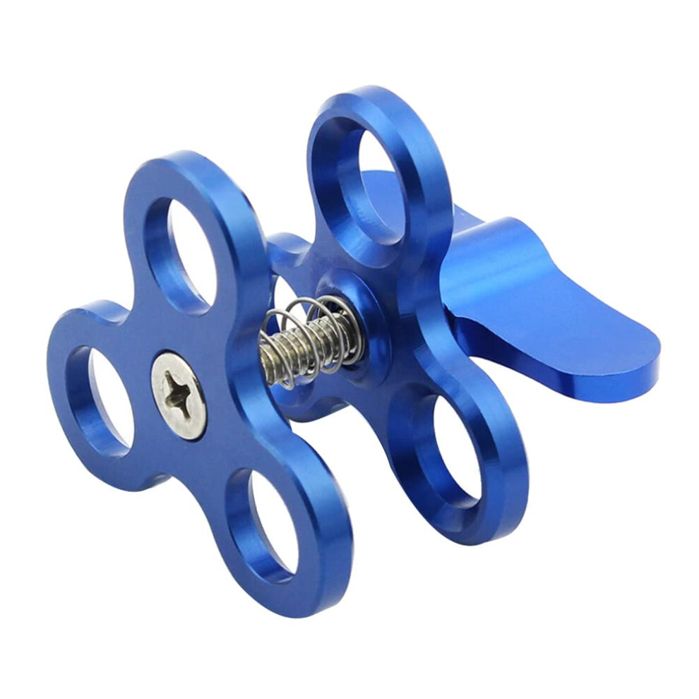 Ball Clamp 3 Holes Diving Lamp Arm Ball Butterfly Clip Mount For Action Camera And Flashlight Tripod, Blue 6947110557106