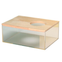 Pet Hamster Bathroom Sand Bath Container, Transparent Acrylic Shower Room for Hamsters, Squirrels, Rabbits, and Rats, Rectangle Design