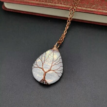 Rose Gold Wrap Drop Tree Life Necklace Set of 10, Adjustable Length, Stylish Jewelry for Women, Elegant Gift