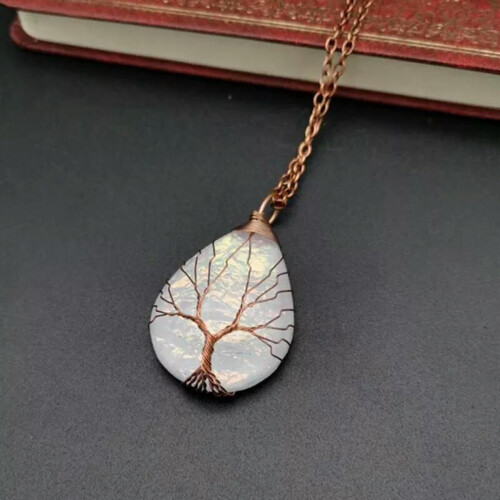 Rose Gold Wrap Drop Tree Life Necklace Set of 10, Adjustable Length, Stylish Jewelry for Women, Elegant Gift