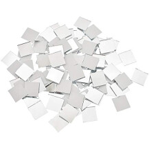 Mosaic Stones for Crafts, 100 Mini Glass and Mirror Tiles, 10x10mm and 15x15mm for DIY Home Decorations, Color: 2
