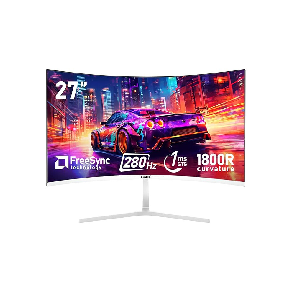 Gawfolk 27 Inch Pc Computer Screen,1800R Curved Gaming 280Hz Monitors 012654756479
