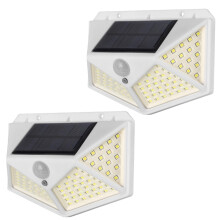 Solar Outdoor Lights 2 Pack with Infrared Sensor LEDs for Garden and Wall, Eco-Friendly White Solar Lamps