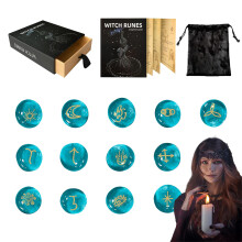Runenset - Heidnische Steine Wahrsagewerkzeuge Für Anfänger Mit Anleitungsbuch Blau Beutel Für Spirituelle Rituale
