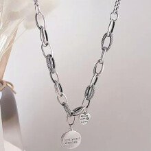 925 Sterling Silver Thick Chain Necklace with Love Heart Pendant Gift for Her, Adjustable Length, Elegant Design
