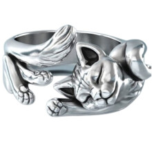 Cat-Shaped Open Rings Festival Jewelry Gifts for Girls, Adjustable Alloy Finger Accessories, Stylish and Versatile