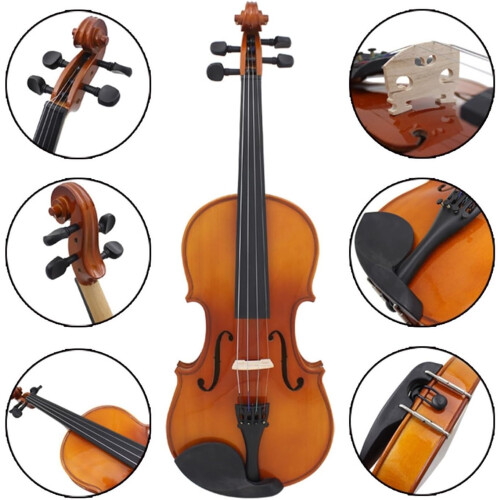 Beginner Violin 4/4 Full Size Solid Maple Scroll Design Practice Instrument for Students 2
