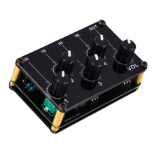 Stereo 4-Channel Line Mixer with Volume Control for Stage Speakers, Ideal for Wedding Celebrations and Events