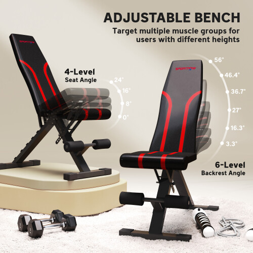 SPORTNOW Foldable Weight Bench with 6-Level Backrest, Leg Extension 2