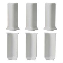 6 Piece Skirting Board Corner Blocks Set, 10cm Height White Wall Base Connectors, 3 Inner & 3 Outer Corners