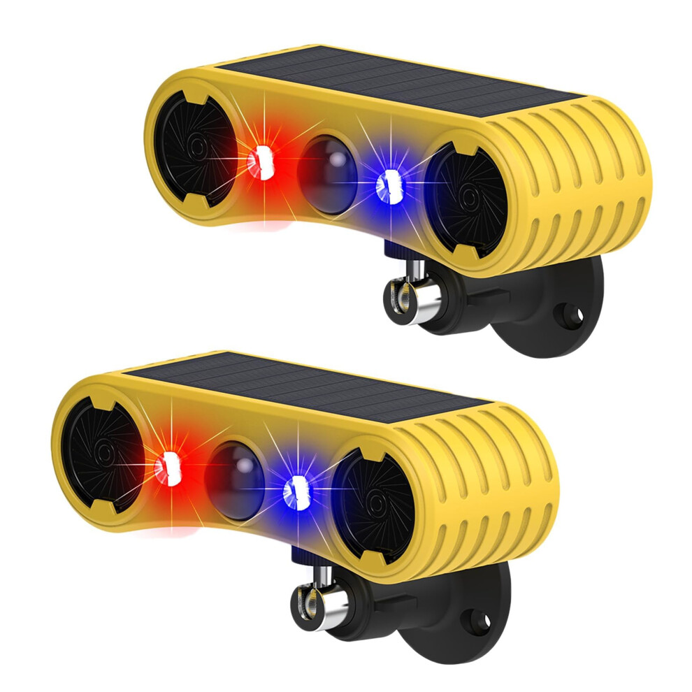 Solar Motion Sensor Alarm With 13 Sounds And 129 Db Dual Speakers, Led Strobe Light For Outdoor Use, 2 Pack 6947110560595