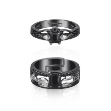 Rings Set of 2, Vintage Punk Stainless Steel Cosplay Couple Rings, Size M, No Gemstone