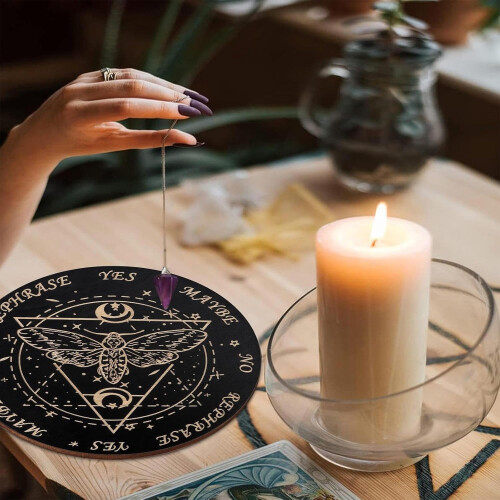 Pendulum Necklace with Round Wooden Divination Pendulum Board | Decision Maker Panel for Themed Parties 1