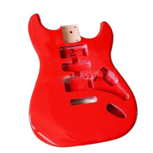 E Guitar Body DIY Beginner Wooden Instrument Replacement Kit Red Color Compatible with Standard Electric Guitar Models