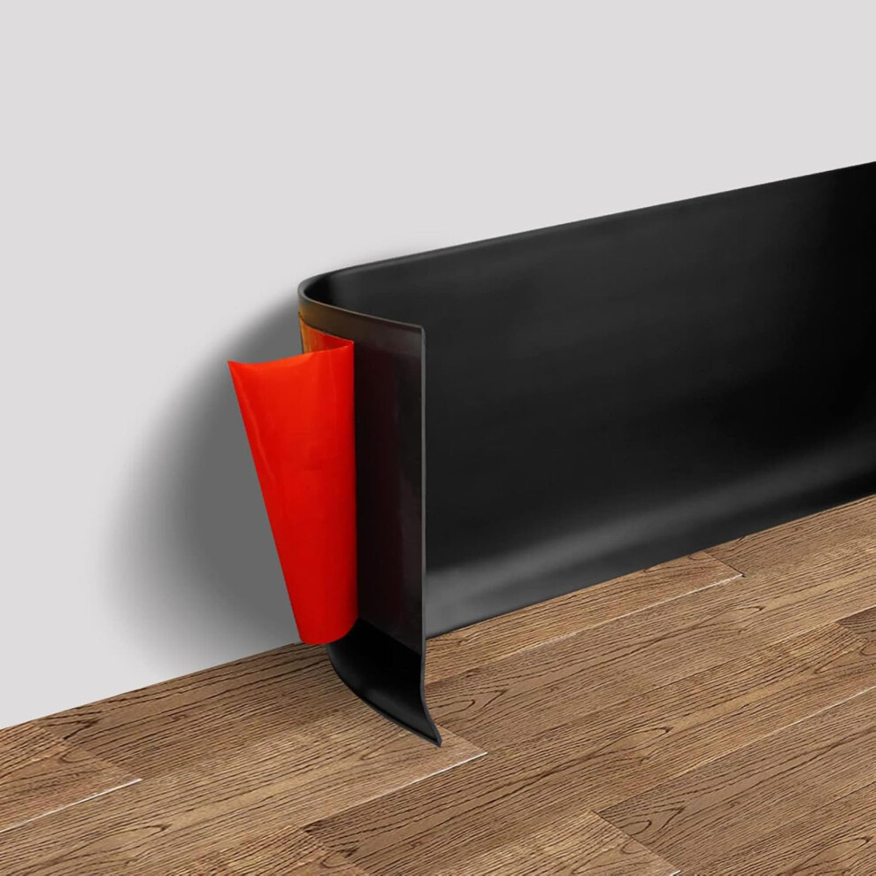 Pvc Skirting Board 10Cm X 4M Self-Adhesive Flexible Black Pvc Trim For Wall And Floor Angle Cladding Joints 6947110561646