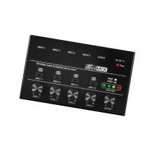 4 Channel Audio Sound Mixer Portable Digital DJ Console for Small Clubs Bars 4 Input 1 Output Black Mixing Equipment