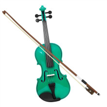 4/4 Professional Solid Wood Acoustic Violin in Green with Bow, Strings, and Cloth Case for Musicians