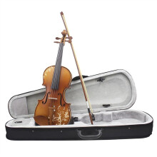 4/4 Acoustic Violin Kit with Carved Maple Body, Natural Color, Case and Bow for Beginner Musicians