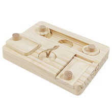 Hamster Futterspender aus Holz, Puzzle-Fütterungsbrett für Meerschweinchen und Chinchillas, Leckerli-Spender für Kleintiere