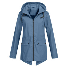 Rain Jacket Women's Waterproof Breathable Windbreaker XXL Blue Lightweight Parka Thin Lined Cycling Transition Jacket A1001