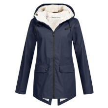 Women's Rain Jacket Waterproof Breathable Lightweight Spring Parka Large Sizes Windbreaker Marine XL