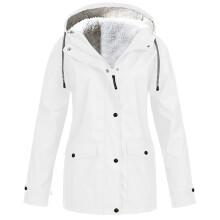 Rain Jacket Women's Waterproof Breathable Plus Size Lined Windbreaker Lightweight Spring Parka for Biking White XL