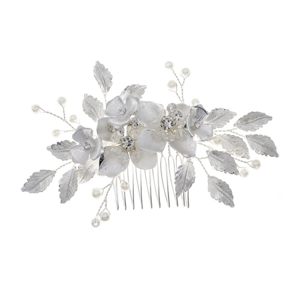 Trachten Haarschmuck Blumen Kristall Haarkamm Silver Bridal Headpiece Wedding Hair Accessory 1 Piece-image-OPC-PK2MJMB-NEW