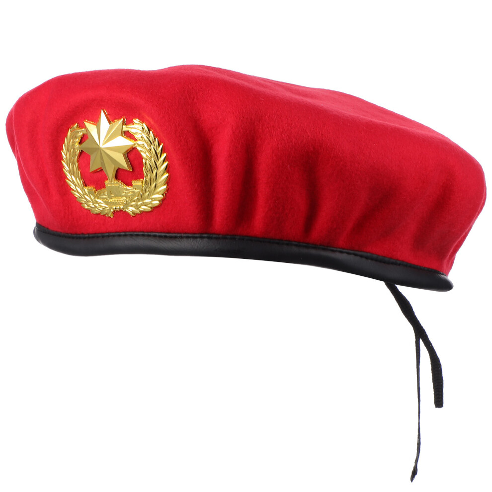 Solustre Beret Hat Wool Driver Hat Classic French Beret Beanie Hat Cap Red