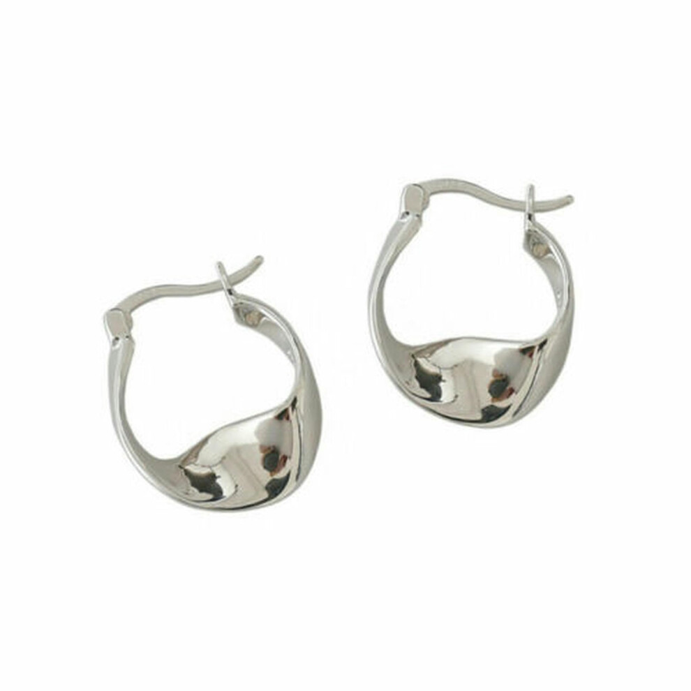 925 Sterling Silver Mobius Hoop Earrings with Twisted Oval Hinges, F0312 Silver, Elegant Design, Lightweight Style-image-OPC-PK2MQCQ-NEW