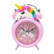 Alarm Clock for Kids, Pink Fairy Tale Design, Quiet Non-Ticking Alarm Clock for Girls, 3D Style
