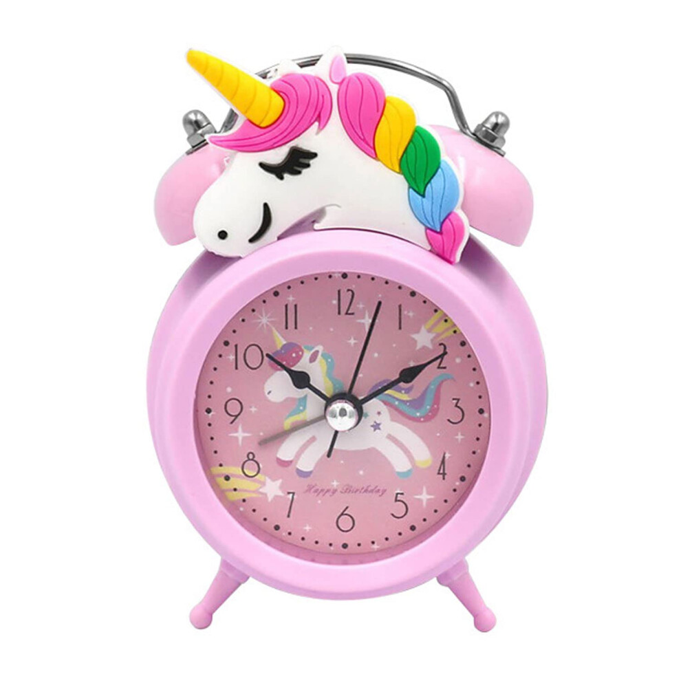 Alarm Clock for Kids, Pink Fairy Tale Design, Quiet Non-Ticking Alarm Clock for Girls, 3D Style