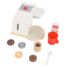 Juego de cocina de juguete de madera para niños: máquina de panqueques/cafetera con accesorios.