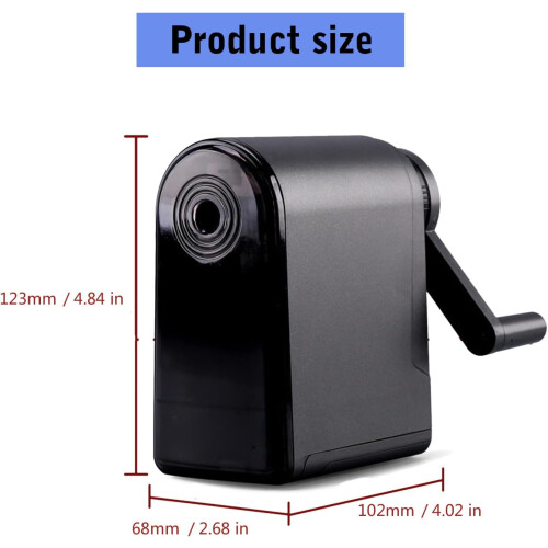 Manual Pencil Sharpener with Container, Auto Feed, 3 Thickness Settings, Adjustable for Kids, Artists, Office Use 2