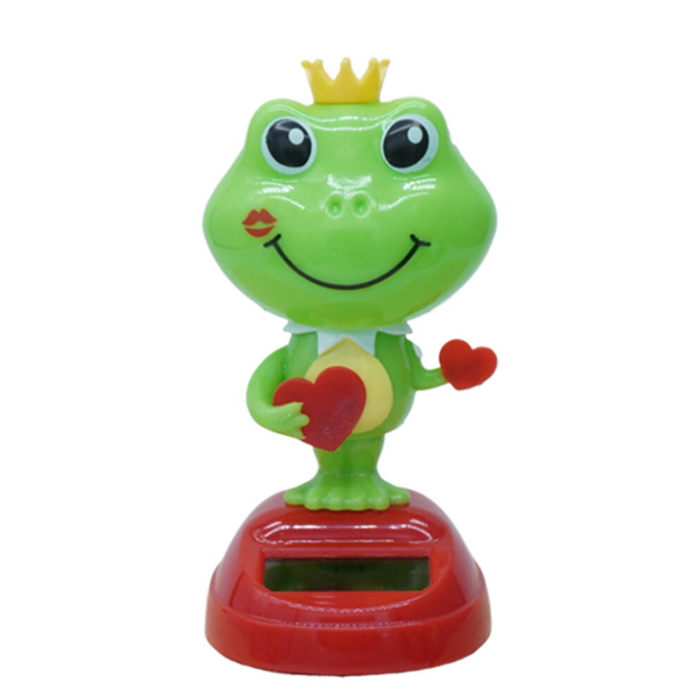Solar Powered Dancing Frog Dashboard Figurine For Car - Cute Cartoon Toy, Valentine's Day Decor, Auto Accessory 6038364701978