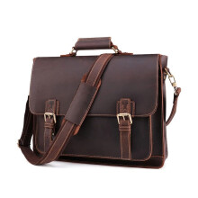 Men's Crazy Horse Leather Tote Shoulder Bag and Briefcase for Work, Travel, and Daily Use, Large Capacity, Durable Design