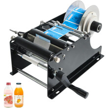 Manual Semi-Automatic Round Label Applicator for Adhesive Labels on Round Bottles, Compatible with Various Sizes