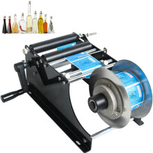 Manual Label Applicator for Round Bottles, Adjustable Bottle Labeler for Bottles 15-120 mm Diameter, Semi-Automatic Labeling Machine