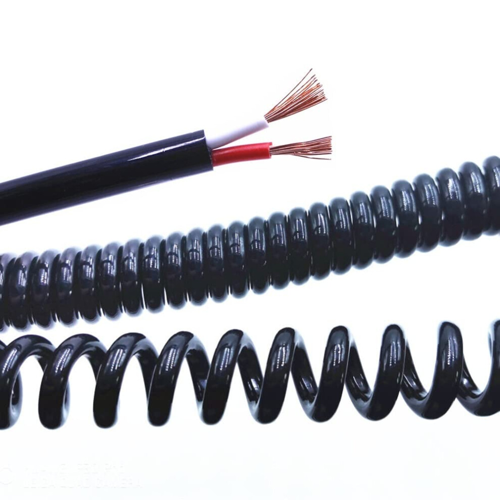 Retractable Spiral Cable 1 X 2-Conductor Spring Retractable Cable 7.5M 14 Awg For Electronic Devices And Household Appliances Black 6947110566283