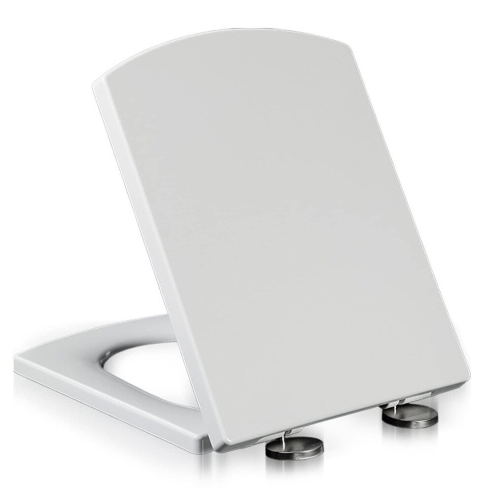 47 Cm Soft Close Toilet Seat Square White Duroplast With Antibacterial Coating And Fast Fix Quick Attachment 6038364702982