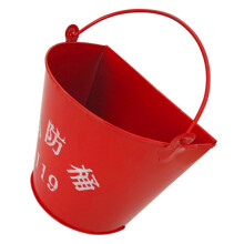 Fire Equipment Portable Metal Bucket 26.60x20.80x16.70CM Red Iron Storage Bin for Fire Emergency and Compost