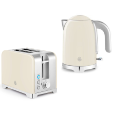 Swan Solace Cream Kettle & 2 Slice Toaster High Gloss & Chrome Trim