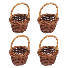 4 stücke Puppenhaus Lagerung Korb Mini 1:12 Rattan Hand Gewebt Gemüse Obst Korb für Kinder Spielzeug