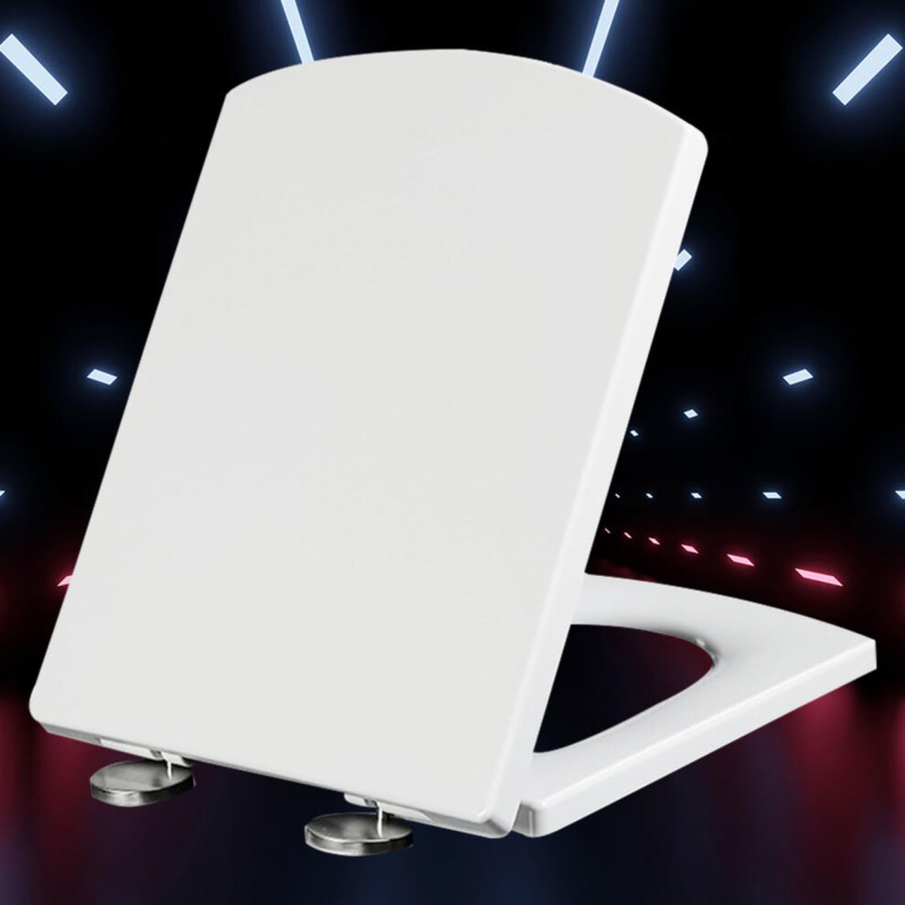 Family Toilet Seat With Soft-Close Mechanism, White Plastic, Top-Mount Installation, Durable Adjustable Hinges, Quick Release, 37X47cm 6447073077944