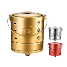 Stainless Steel Burner Oven with Vent Hole Design and Handle for Easy Leaf Burning Cleanup in Backyard, 30 x 26.5 cm Yellow