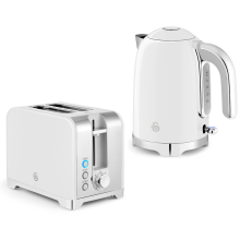 Swan Solace White Kettle & 2 Slice Toaster High Gloss & Chrome Trim