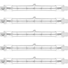 5pcs 500w Equivalent R7s Linear Halogen Floodlight 7750lm 2700k J118 Safety Bulb Dimmable Length 118mm