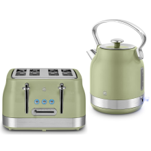 Swan Retro Revive Green StoveTop Design Kettle and 4 Slice Toaster Set