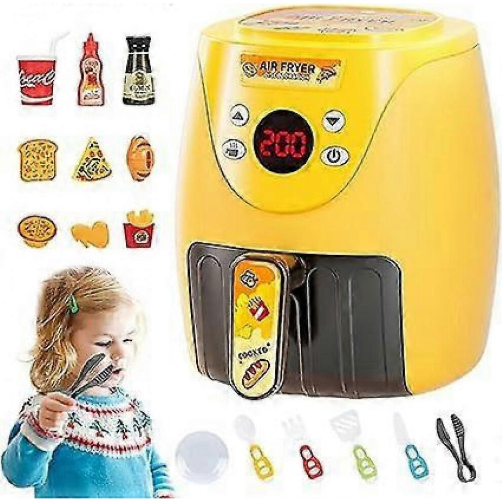 (Yellow)Kids Air Fryer - Color Changing Kitchen Appliances Toys,Kitchen Appliances Toys, Kids Air Fryer